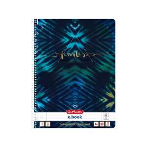 Caiet spiralat Herlitz Fearless A4 cu 80 pagini liniate, design tie-dye albastru și verde - Herlitz Caiete