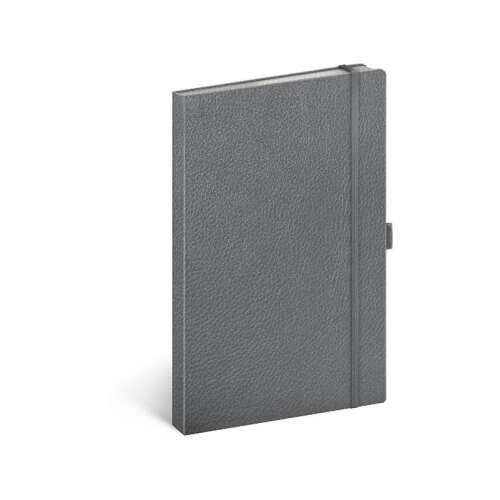 Realsystem Vivella 13 x 21 cm szürke vonalas notesz, keménytáblás, rugalmas szalaggal, lekerekített sarkokkal