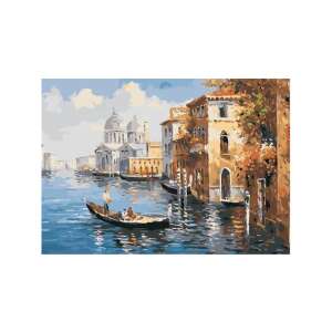 Malen nach Zahlen Set, Venedig Kanal Szene, nummerierte Leinwand, für Erwachsene und Kinder, 40 x 50 cm, PBN-P-003 - Kunst & Hobby
