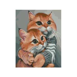 Malen nach Zahlen-Set mit zwei süßen Katzen, die sich umarmen, perfekt für Erwachsene und Kinder, 40 x 50 cm Leinwand - Kunst & Handwerk Sets