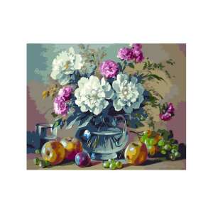 Malen nach Zahlen-Set mit einem Stillleben aus Blumen, Früchten und einer Vase - Kunst & Handwerk Sets