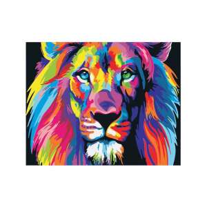 Buntes Löwen Malen nach Zahlen Set, 40 x 50 cm Leinwand, nummerierte Farbe, Malen nach Zahlen für Erwachsene und Kinder - Kunst & Handwerk Sets