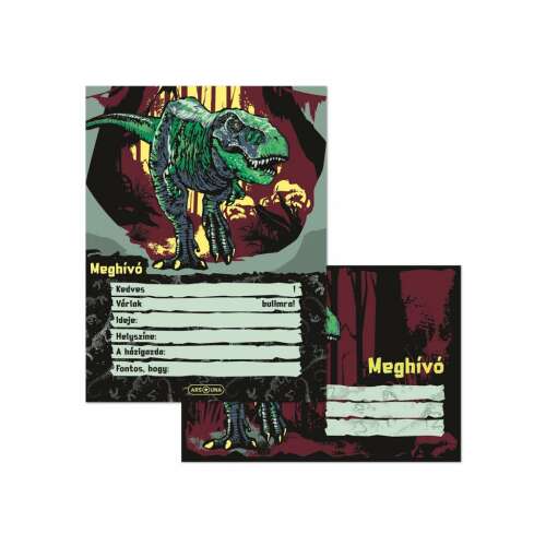 Set de invitații la petrecere Ars Una T-Rex cu dinozauri, 10 invitații