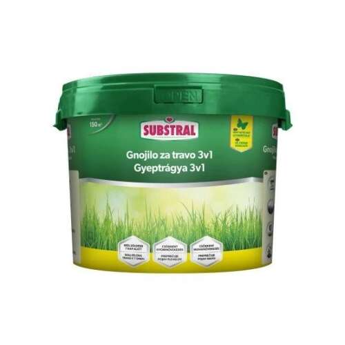 Substral 3 in 1 lawn fertilizer, 4.5 kg, for lawn care, moss control, and weed control