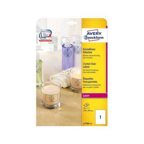 Avery Crystal Clear Címke - A4 - 25 db
