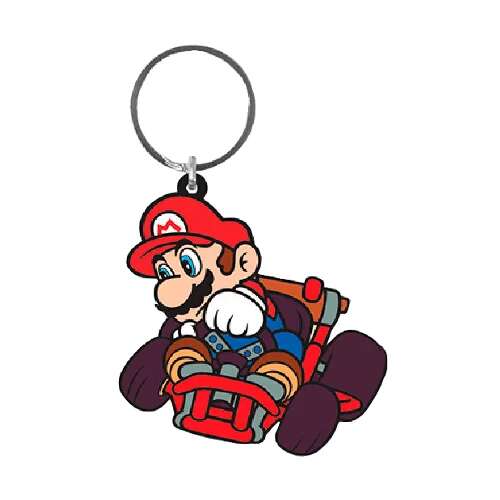Mario Kart 6 cm rubber keychain featuring Mario in his kart