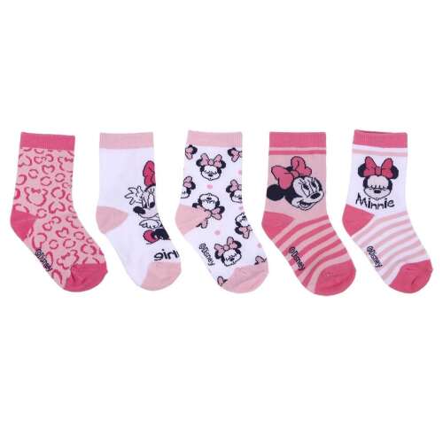5 párov Minnie Mouse detských ponožiek, ružová a biela, veľkosť 17/18