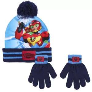 Power Players hat and gloves set for kids, blue and red hat with pompom and blue gloves - Kids' Hat & Set