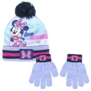 Minnie Mouse hat and gloves set for kids, blue and pink winter hat with pom pom and gloves with Minnie Mouse design - Kids' Hat & Set