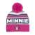 Minnie Mouse rosa und grau gestreifte Mütze mit Bommel und Minnie Mouse Logo