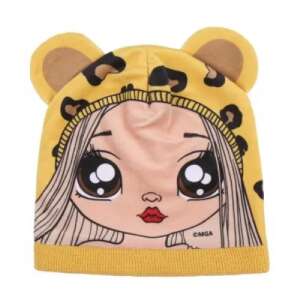Yellow leopard print beanie with bear ears for kids, cute winter hat for girls - Kids' Hat & Set