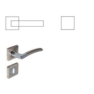 Figo szatén króm négyzetrozettás ajtókilincs, PZ zár - Domino