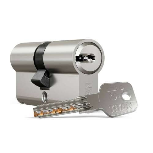 Titán I6 security cylinder lock with key, 35/40 satin chrome finish