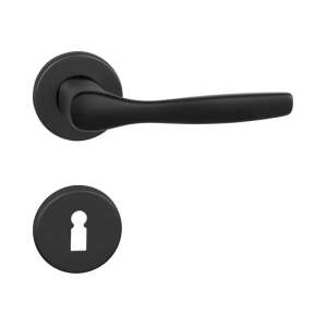 Black door handle with keyhole, Cala Körrozettás Fekete BB - Perfekto