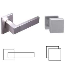 Sada kľučiek na dvere Matrix so štvorcovou rozetou z nehrdzavejúcej ocele s pevným gombíkom a pákou, obsahuje technický nákres - Gomboss Gule a kľučky dverí