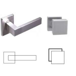 Matrix Edelstahl Türgriff mit quadratischer Rosette und festem Knopf - Gomboss Türknäufe & Türklinken