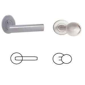 Mâner ușă Tímea Din din oțel inoxidabil cu buton rotund, design asimetric - Construcții și renovări