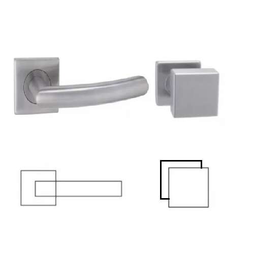Gina Din Fixed Auslauf štvorcová kľučka dverí z nehrdzavejúcej ocele s asymetrickým gombíkom