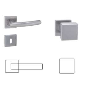 Gina Din négyzet alakú rozsdamentes acél ajtókilincs és gomb szett kulcslyukkal, fix kifolyó - Perfekto