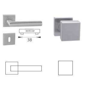 Tímea Din Feststift Quadrat szett rozsdamentes acél ajtógomb - Perfekto