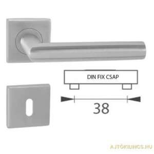 Tímea Din Fixed rozsdamentes acél ajtókilincs négyzet alakú rozettával és aszimmetrikus gombbal, méretekkel - Perfekto