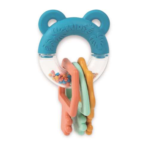 Ludi Maci Csörgő Rágóka, kék karika maci fülekkel, 3 színes kulcs, babáknak