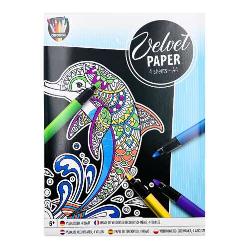 Grafix Bársony Színező Készlet A4, Óceán Téma - Delfin Minta - Grafix