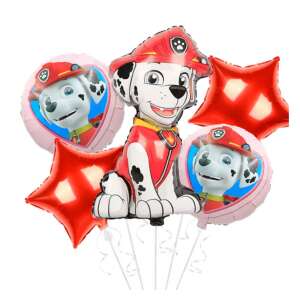 Buchet de baloane Paw Patrol Marshall, 5 bucăți, include 1 balon mare cu Marshall, 2 baloane în formă de stea și 2 baloane mai mici cu Marshall - Baloane