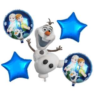 Bukiet balonów Olaf KidMania® Frozen, 5 sztuk, w tym balony Olaf, Elsa, Anna i gwiazdki - Bułka w powietrzu