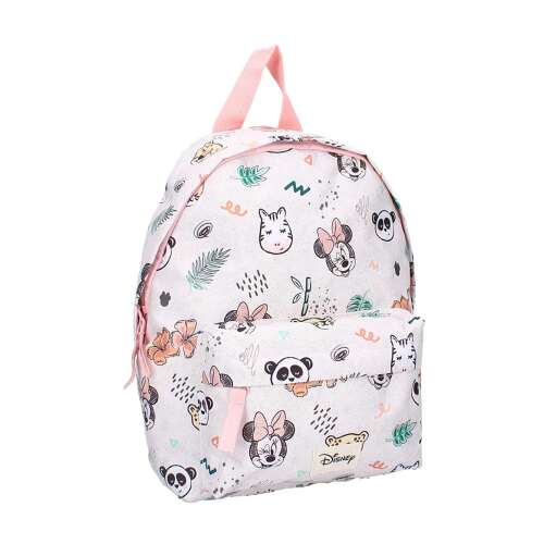 Minnie Mouse and Jungle Animals Backpack for Kids, pink, with a front pocket, side view
