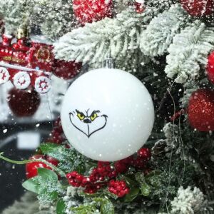 Fehér Karácsonyfadísz Gömb - 8 cm