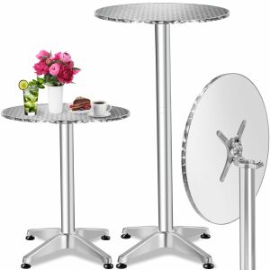 Aluminum Bistro Table Ø60cm Foldable Height Adjustable 112415157 - Kitchen Furniture