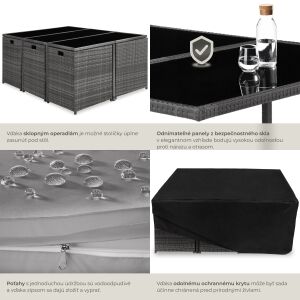 Zestaw mebli ogrodowych z rattanu Malaga 6+4+1 z pokrowcem ochronnym 125369869 - Zestaw ogrodowy