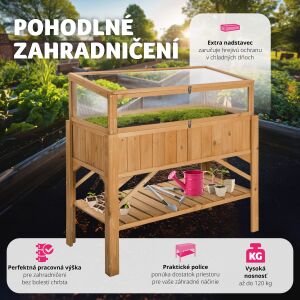 Raised Garden Bed with Shelf and Greenhouse 119x53x124cm 112422363 - Raised Garden Bed