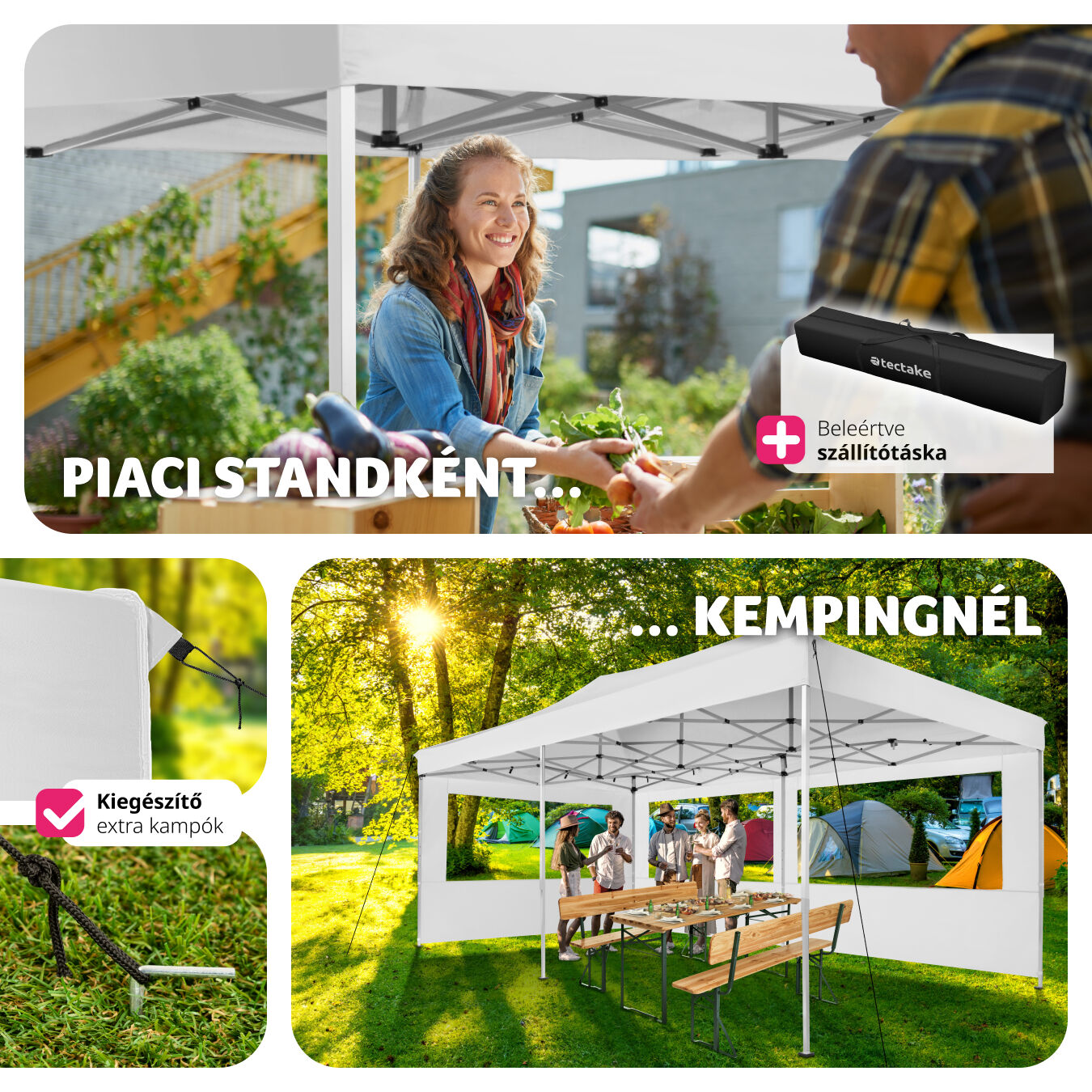 TecTake Viola Folding Gazebo 3 x 6 m with 2 Side Panels