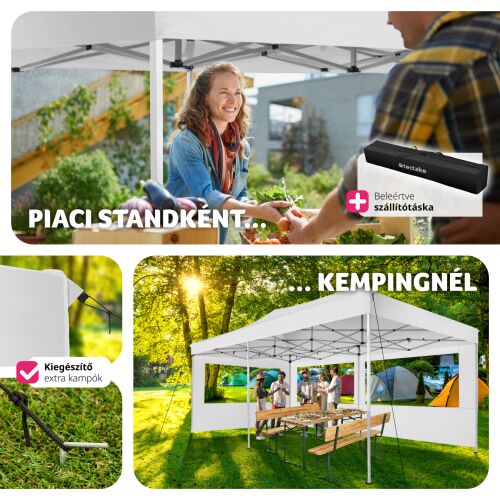 TecTake Viola Folding Gazebo 3 x 6 m with 2 Side Panels 135208659