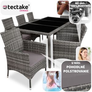 Zestaw mebli ogrodowych z rattanu 8 + 1 z pokrowcem ochronnym 112450367 - TecTake Zestaw do siedzenia w ogrodzie