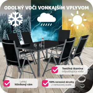 Ogrodowe meble aluminiowe 6 + 1 112450890 - Zestaw ogrodowy