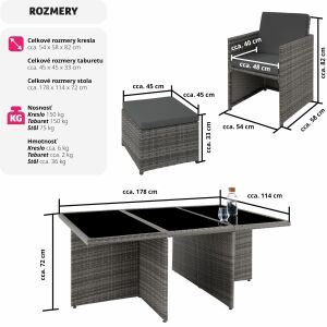 New York Rattan Garden Furniture Set 6 + 4 + 1 with Protective Cover, Variant 2 112456272 - Garden Set