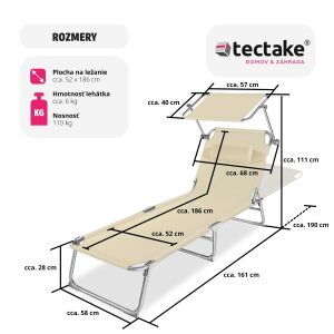 tectake Chloé - Plážové ležadlo - Skladacie 118406962