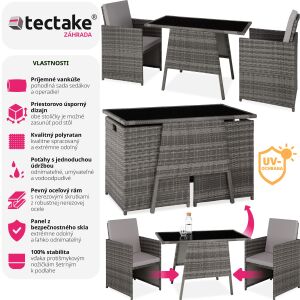 TecTake - Ratanový nábytok Lausanne - Sada 3 dielov 112462323 - TecTake Záhradné pohovky