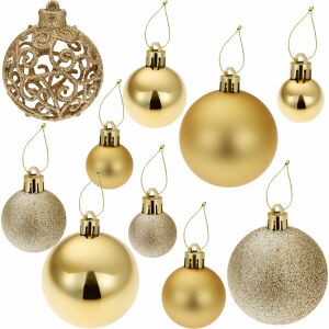 Set of 100 Gold Christmas Ornaments 143268136 - Christmas tree ornament