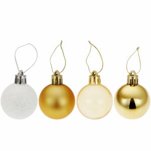 Set of 24 Christmas Ornaments - White / Gold 122114726 - Christmas tree ornament