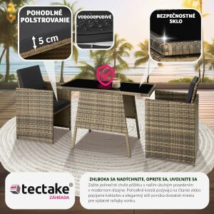 Tectake Lausanne - Ratanový nábytok - Sada 3 dielna 112467780 - TecTake Záhradné pohovky