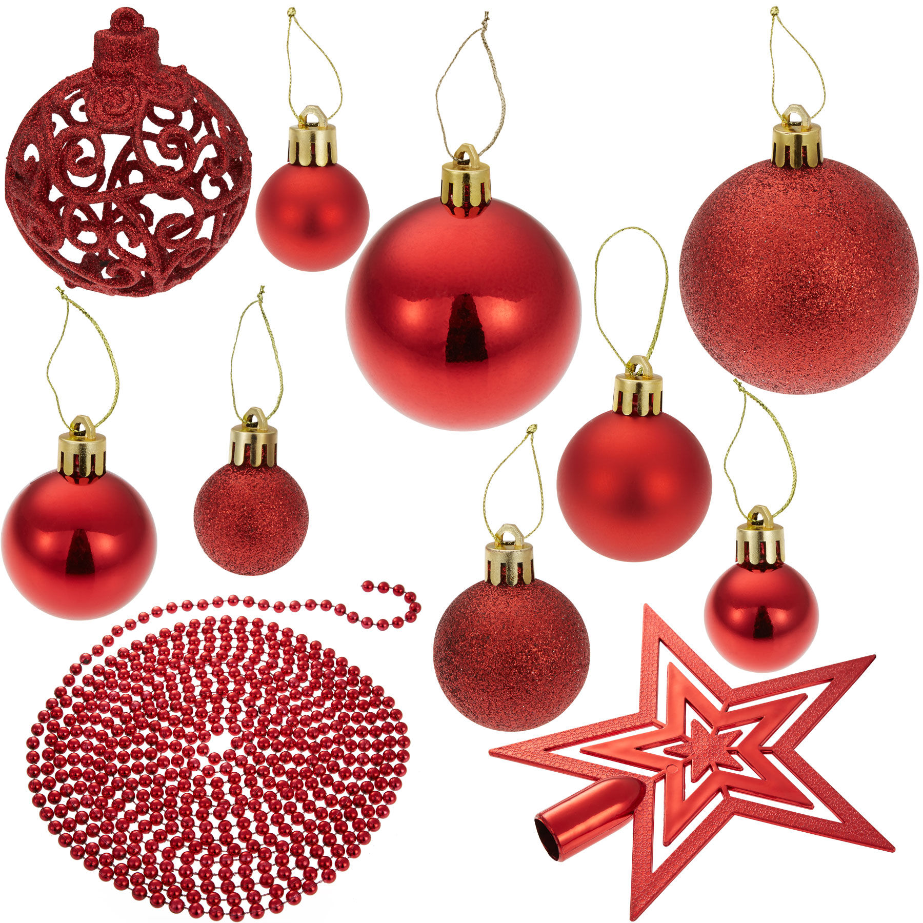 Set of 86 Red Christmas Ornaments
