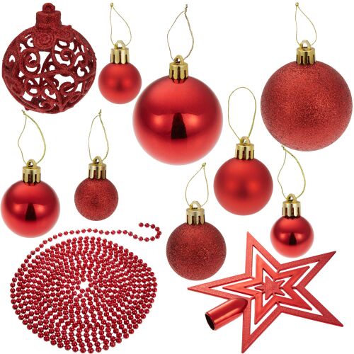 Set of 86 Red Christmas Ornaments 122114948