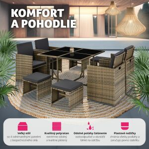 Bilbao Rattan Garden Furniture Set 4+4+1 incl. Protective Cover, Version 2 112471449 - Garden Set