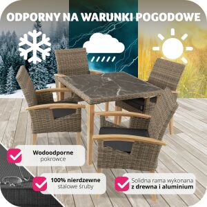 TecTake - Ratanowy zestaw jadalniany Tarent - 5-częściowy 137014717 - Ogrodowy zestaw do jadalni