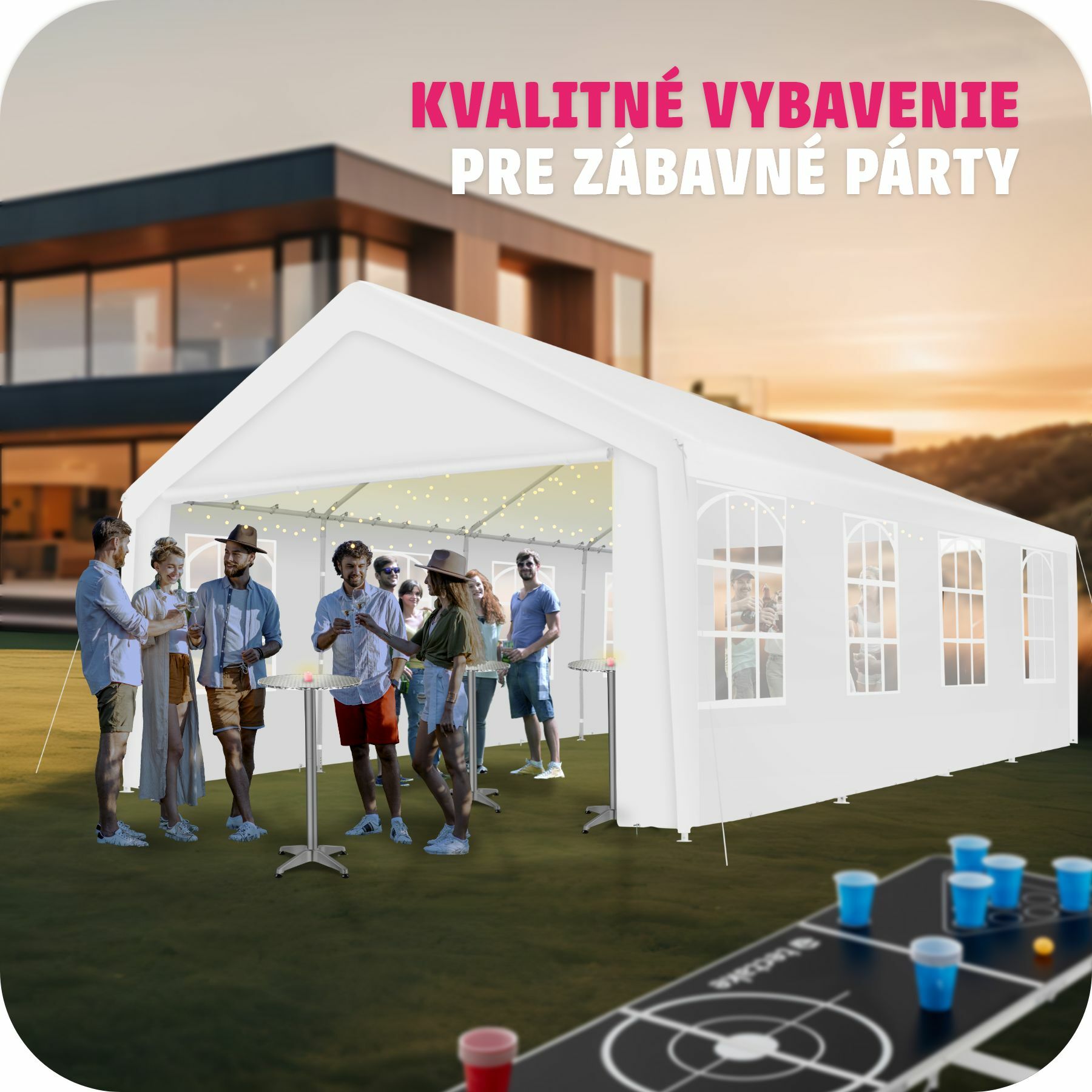 TecTake Mammut 8x4m Party Tent with Plug-in System, Stable and Waterproof