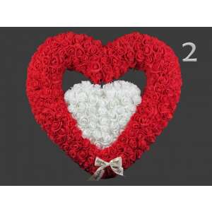 Piros és fehér rózsából készült szív alakú dísz, tökéletes Valentin-napra vagy esküvői dekorációhoz - Ajándék ötlet Valentin-napra